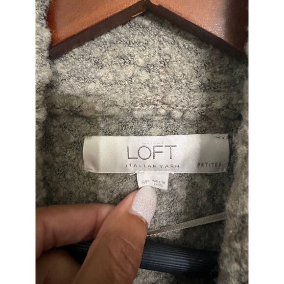 LOFT Italian Yarn Taupe Teddy Open-Front Cardigan – Women’s Petite Small (SP) - Picture 3 of 4